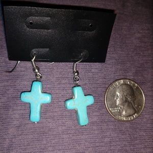 Turquoise cross earrings